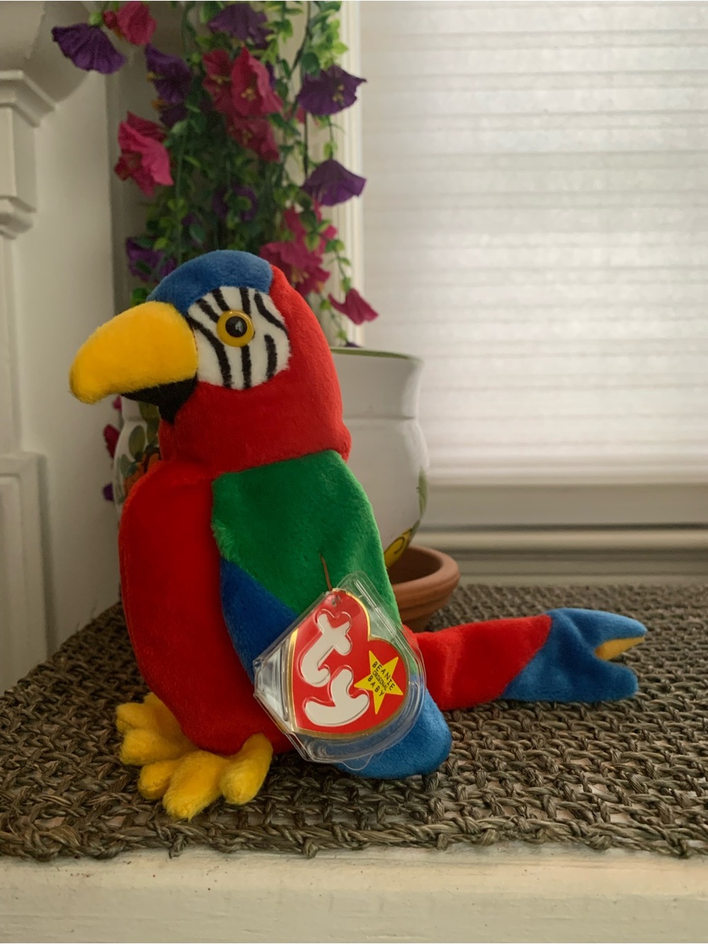 Ty NWT Retired 1998 Jabber the Parrot Plush Beanie Baby Toy
